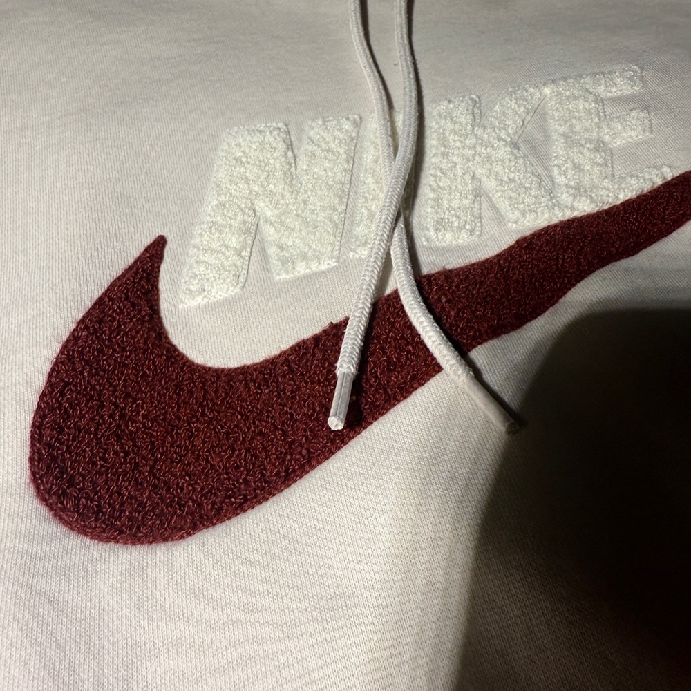 Nike Cream Hoodie with Burgundy Logo - Picture 2 of 3